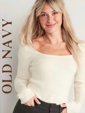 3X Old Navy | Fitted Cropped Square-Neck Rib-Knit Sweater, New With Tags